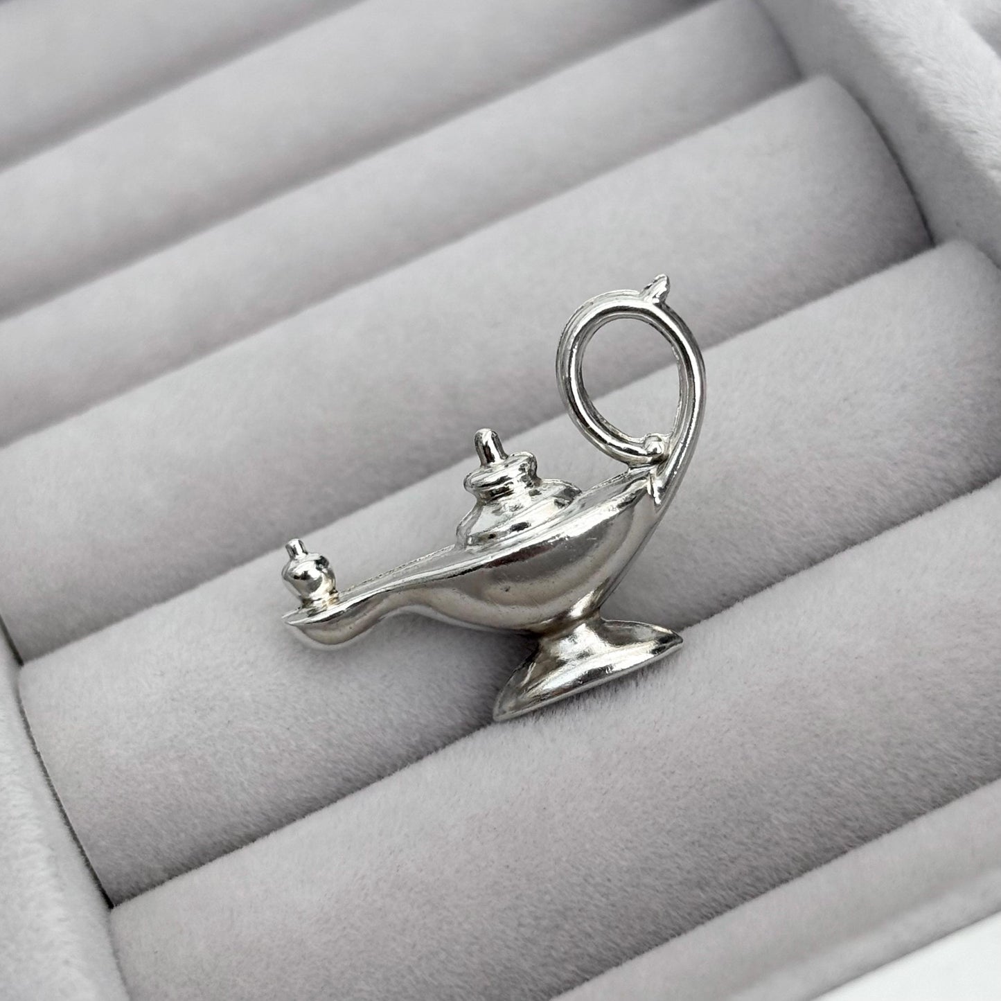 Vintage Silver Genie Lamp Charm Pendant