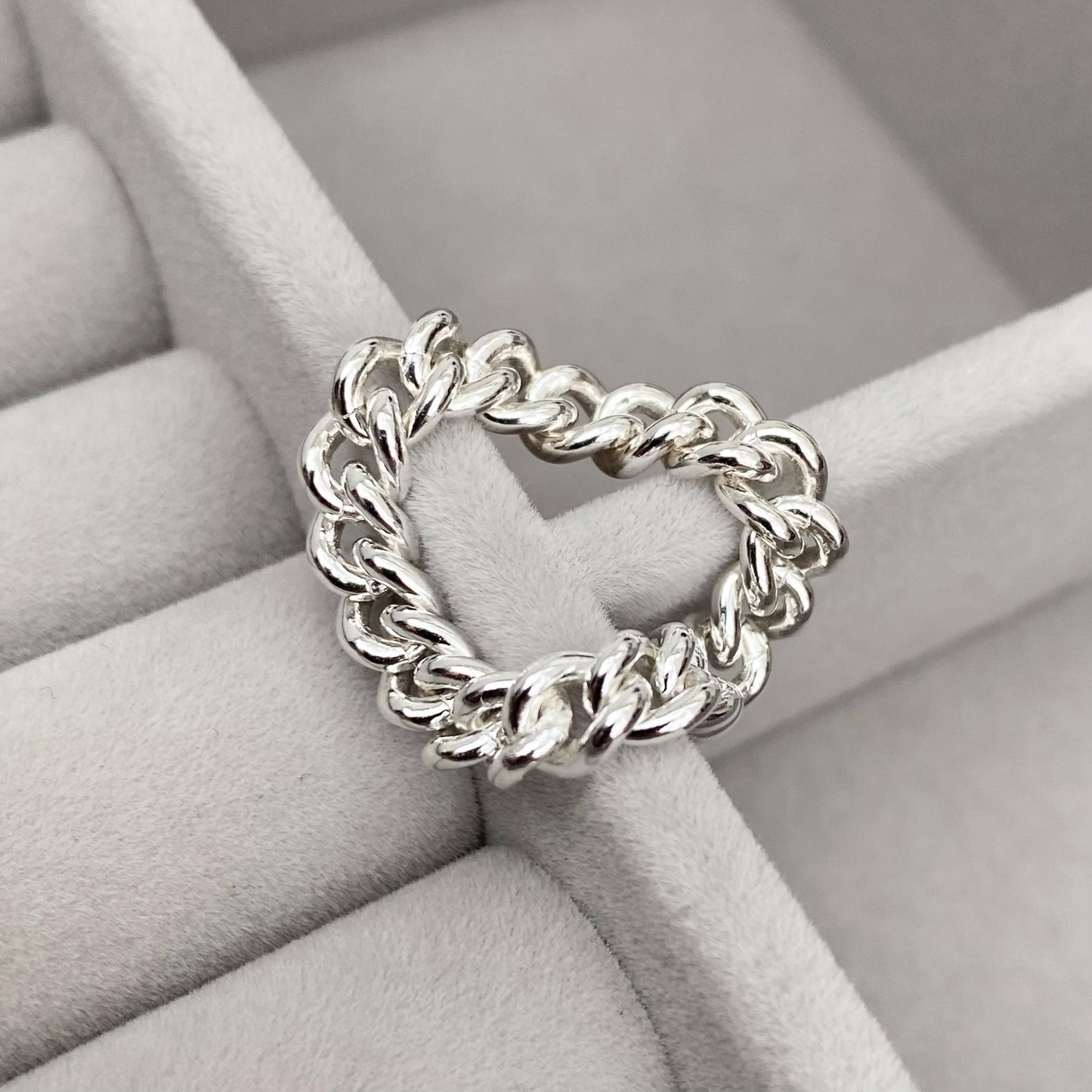 New listing - Solid sterling silver round curb chain ring