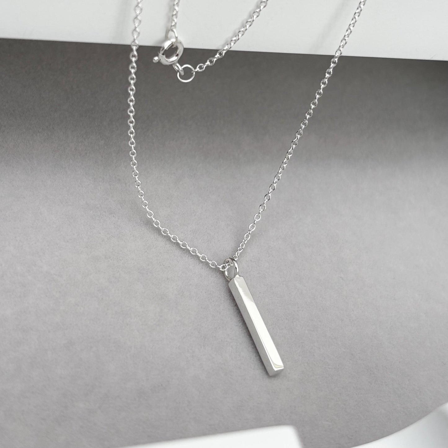 New listing - Handmade solid sterling silver ingot bar charm pendant on a trace chain