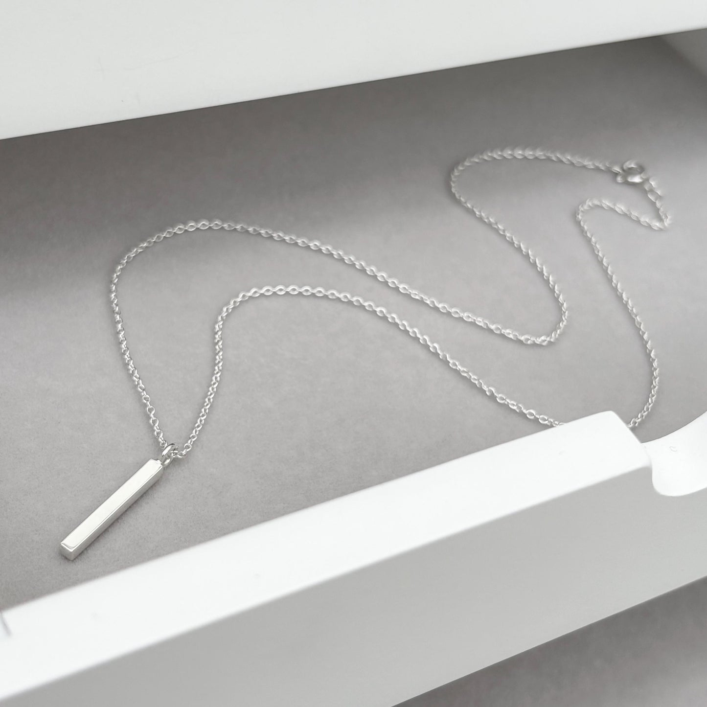 New listing - Handmade solid sterling silver ingot bar charm pendant on a trace chain