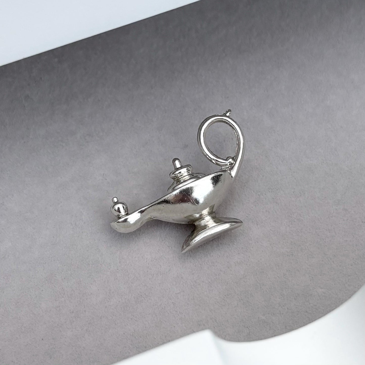 Vintage Silver Genie Lamp Charm Pendant