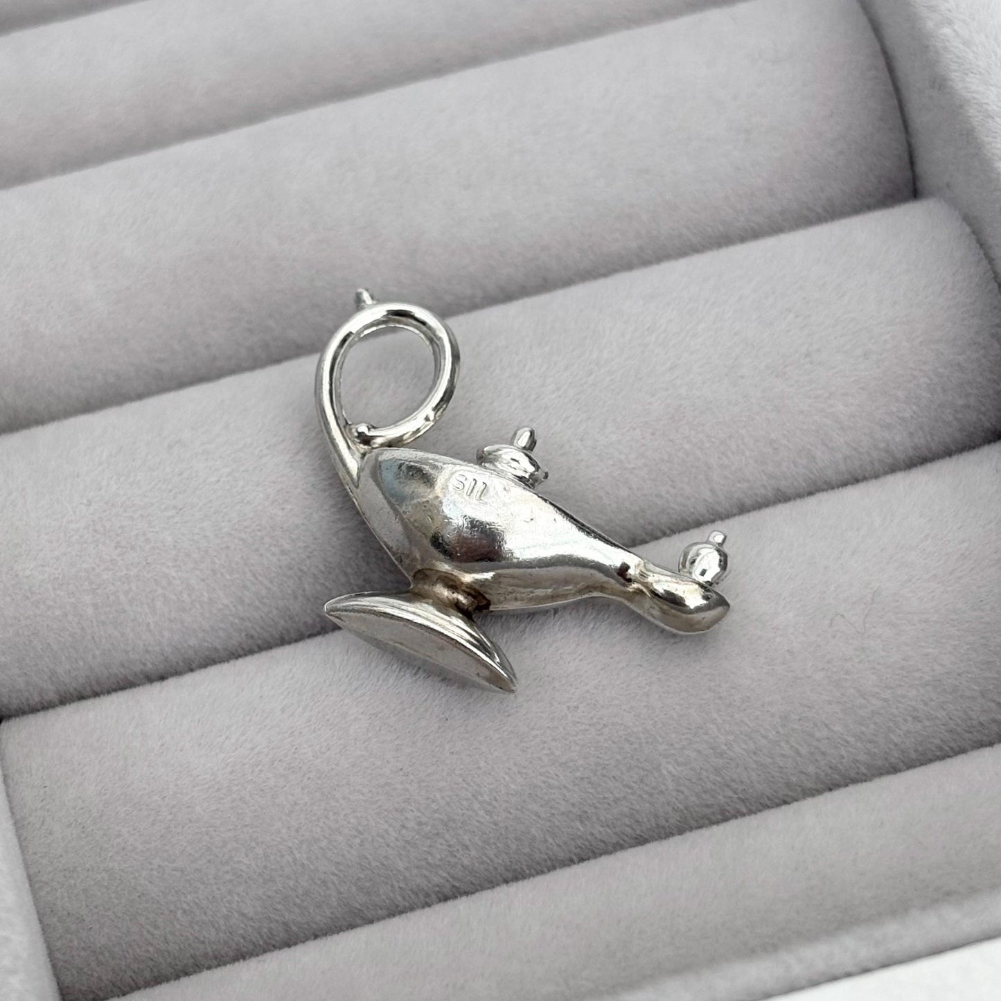 Vintage Silver Genie Lamp Charm Pendant