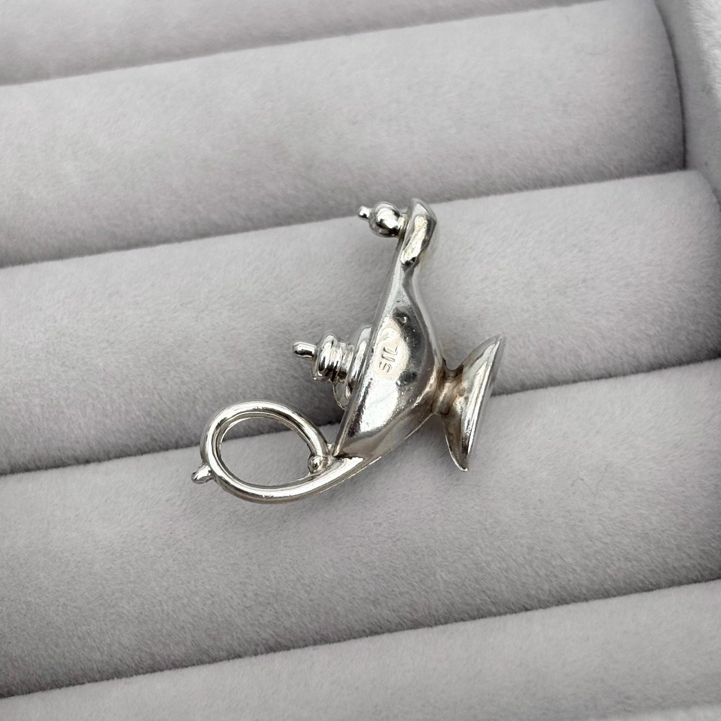 Vintage Silver Genie Lamp Charm Pendant
