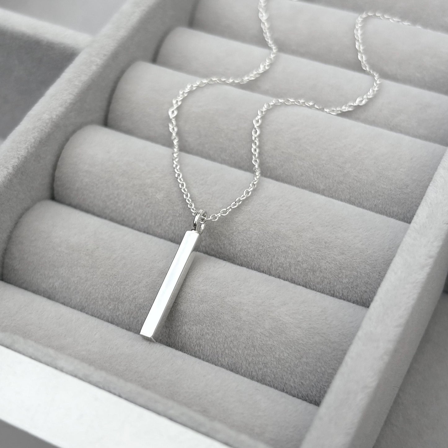 New listing - Handmade solid sterling silver ingot bar charm pendant on a trace chain