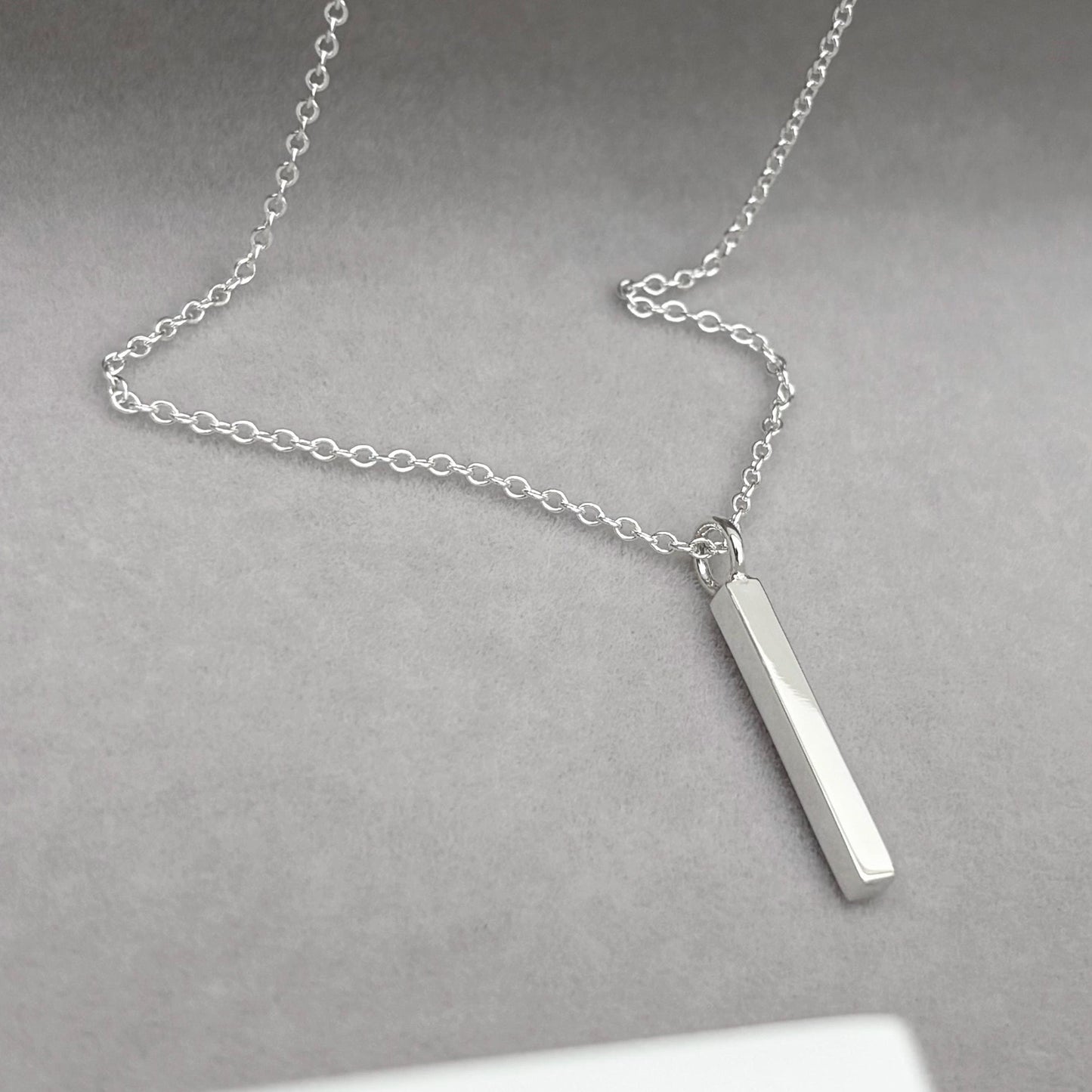 New listing - Handmade solid sterling silver ingot bar charm pendant on a trace chain