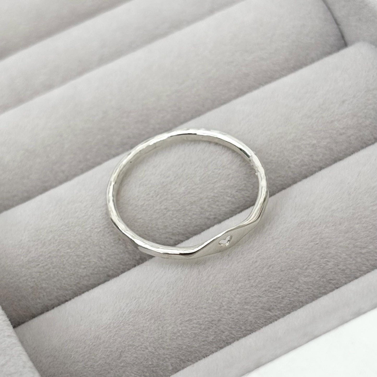 Handmade solid sterling silver tiny heart signet ring