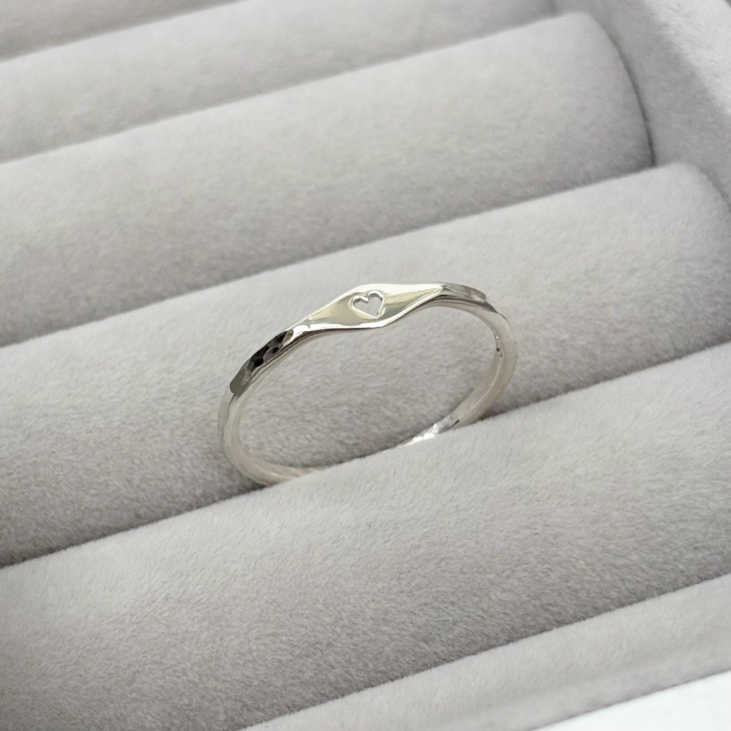 Handmade solid sterling silver tiny heart signet ring