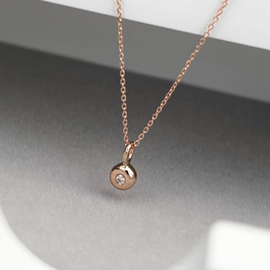 New listing - Handmade solid 9ct rose gold teeny tiny diamond nugget charm pendant on a fine filed trace chain