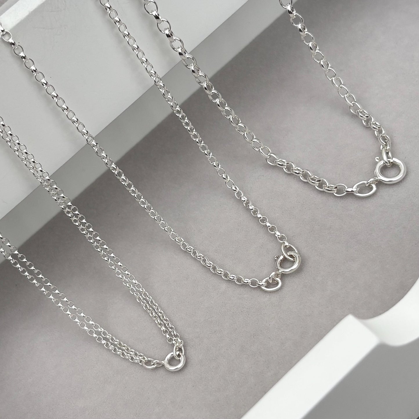 New listing - Oxidised or polished solid sterling silver oval belcher bolt clasp chain necklace - Double, small, medium size