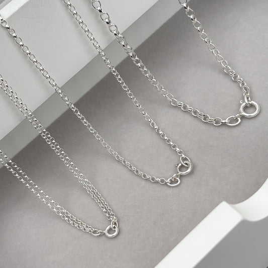 New listing - Oxidised or polished solid sterling silver oval belcher bolt clasp chain necklace - Double, small, medium size
