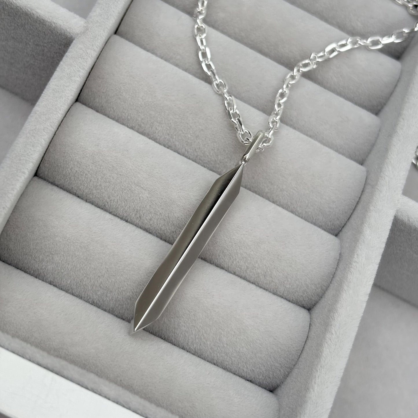 New listing - Oxidised or polished solid sterling silver large amulet pendant on a diamond cut trace chain