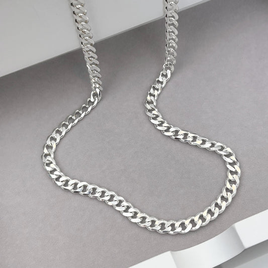 Sample sale - Polished solid sterling silver heavy 5.7mm wide curb chain