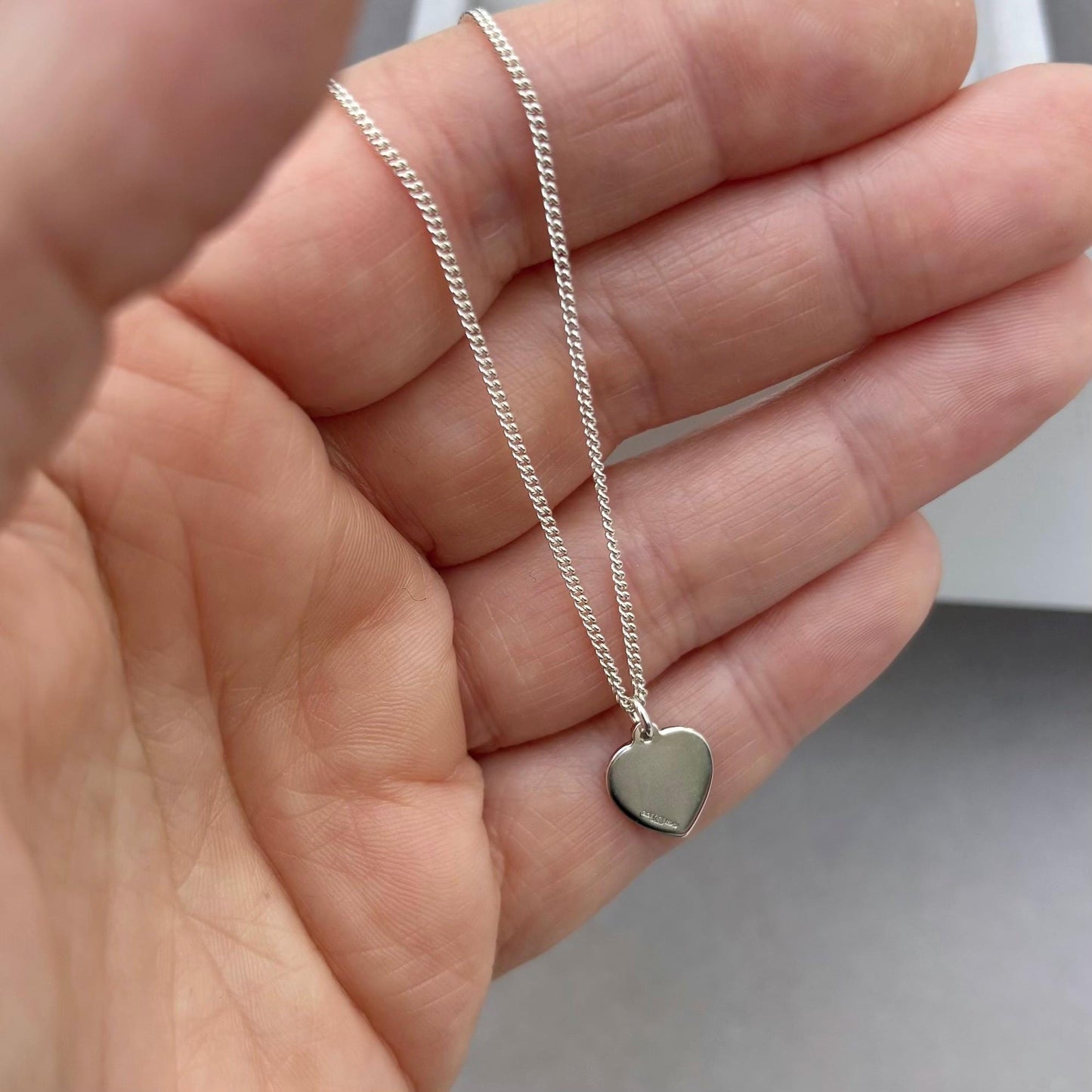Sample sale - Solid sterling silver dainty heart Saint Christopher pendant on a curb chain