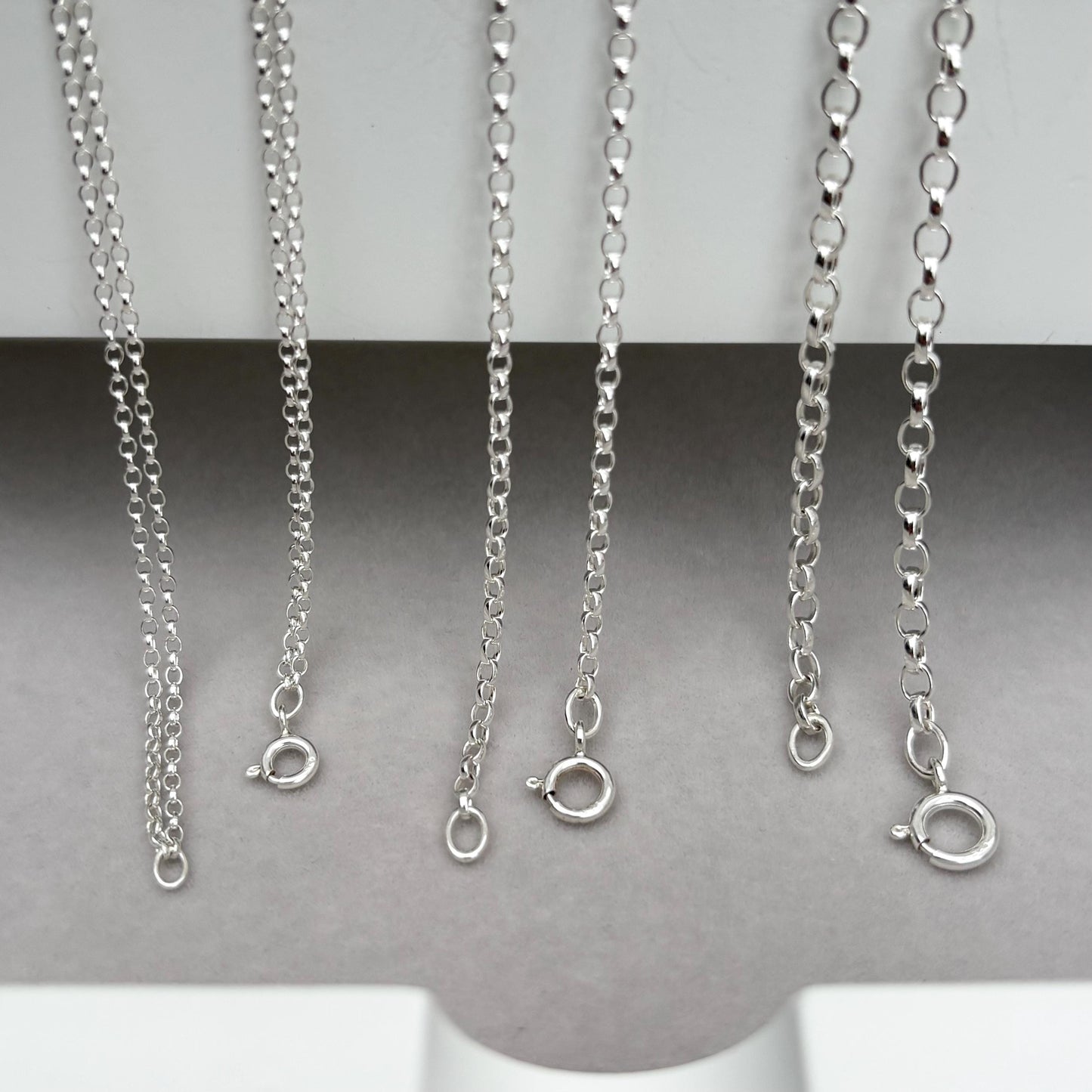 New listing - Oxidised or polished solid sterling silver oval belcher bolt clasp chain necklace - Double, small, medium size