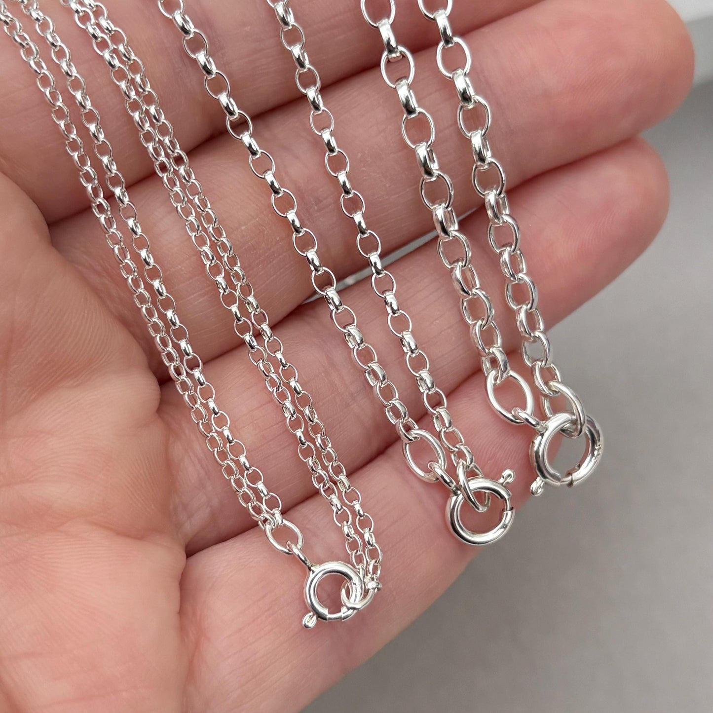 New listing - Oxidised or polished solid sterling silver oval belcher bolt clasp chain necklace - Double, small, medium size