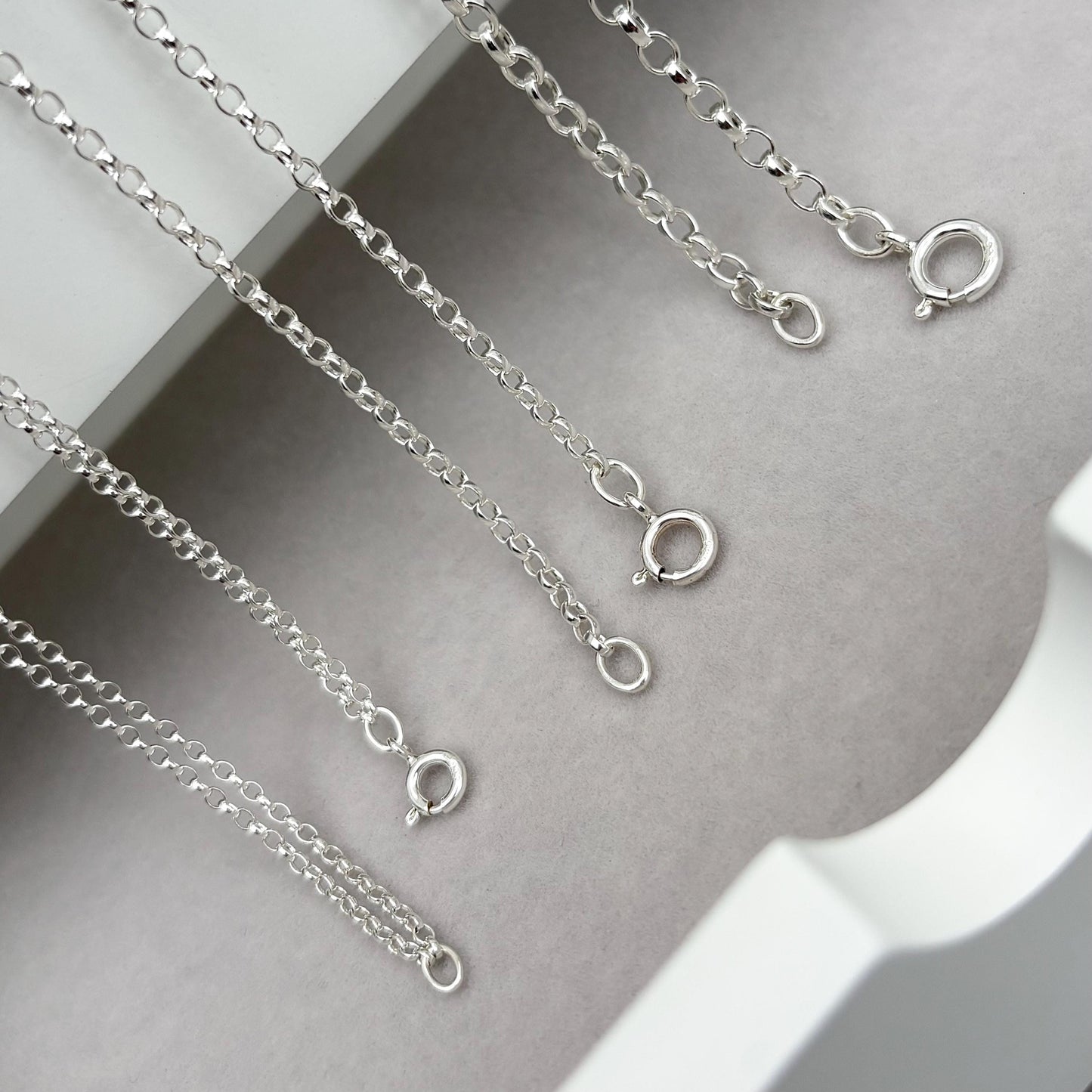 New listing - Oxidised or polished solid sterling silver oval belcher bolt clasp chain necklace - Double, small, medium size