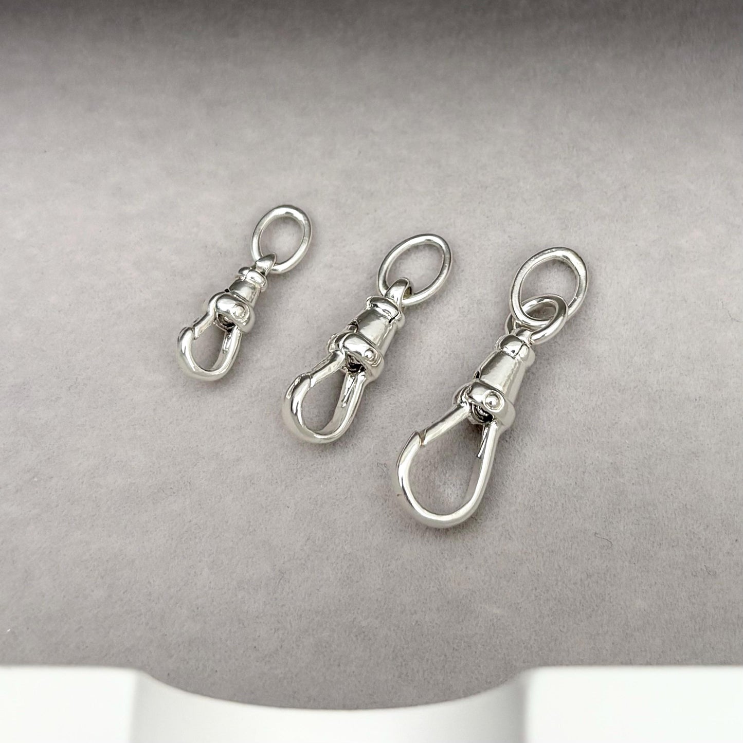 New listing - Oxidised or polished solid sterling silver Albert swivel clasp, pendant, attachment. Small, medium and large