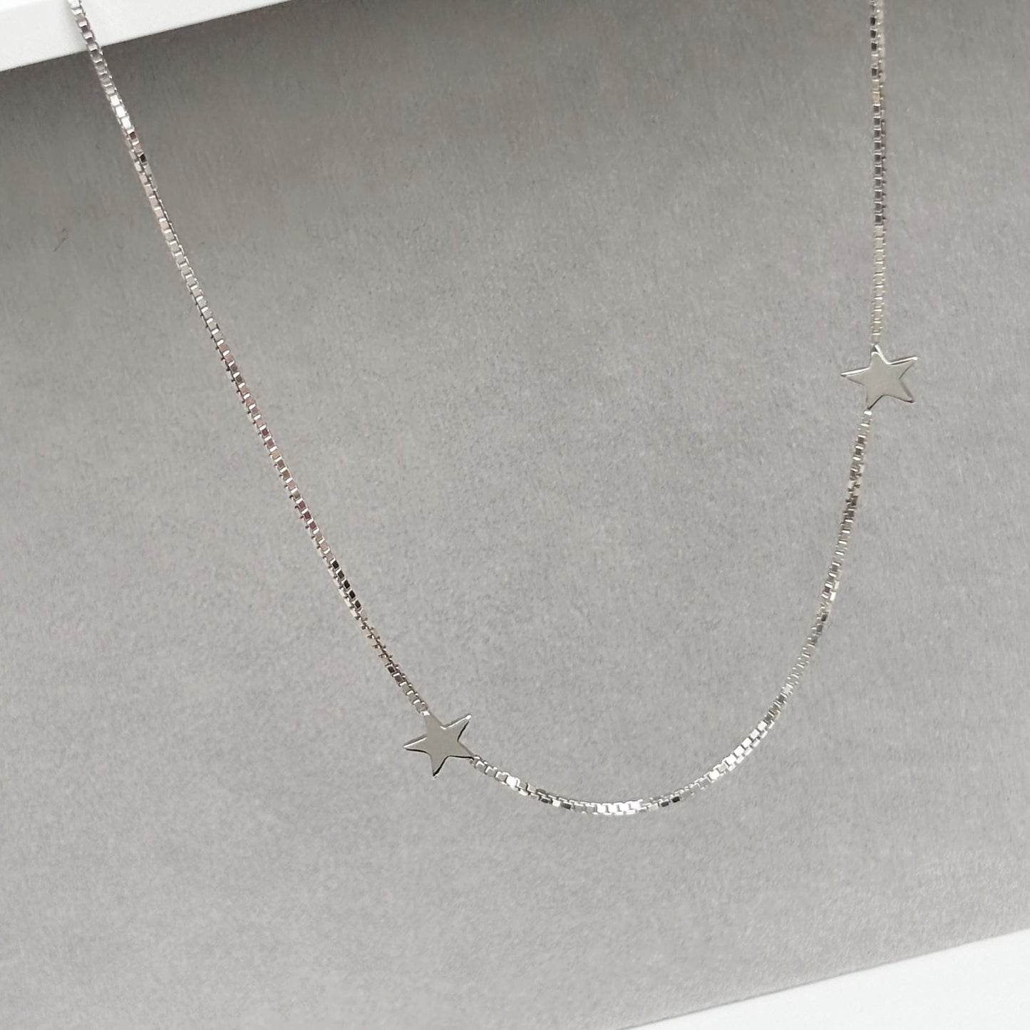 New listing - Sterling silver tiny star charms dainty box chain necklace