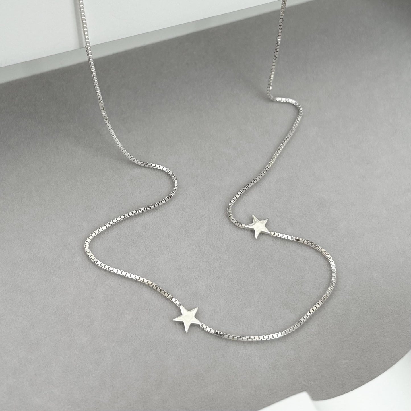 New listing - Sterling silver tiny star charms dainty box chain necklace