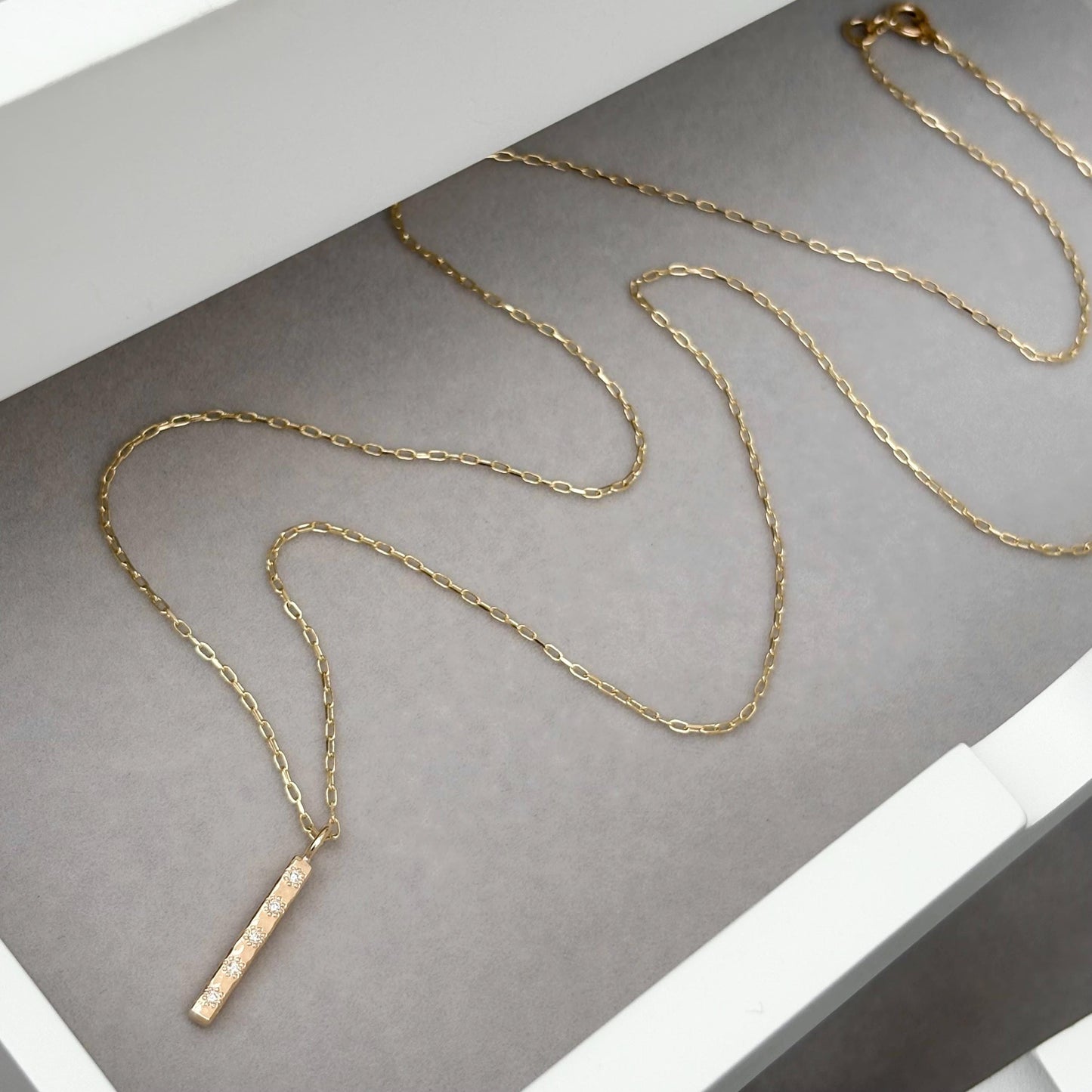 New listing - Handmade 9ct solid yellow, rose or white gold diamond ingot bar charm pendant on a trace chain