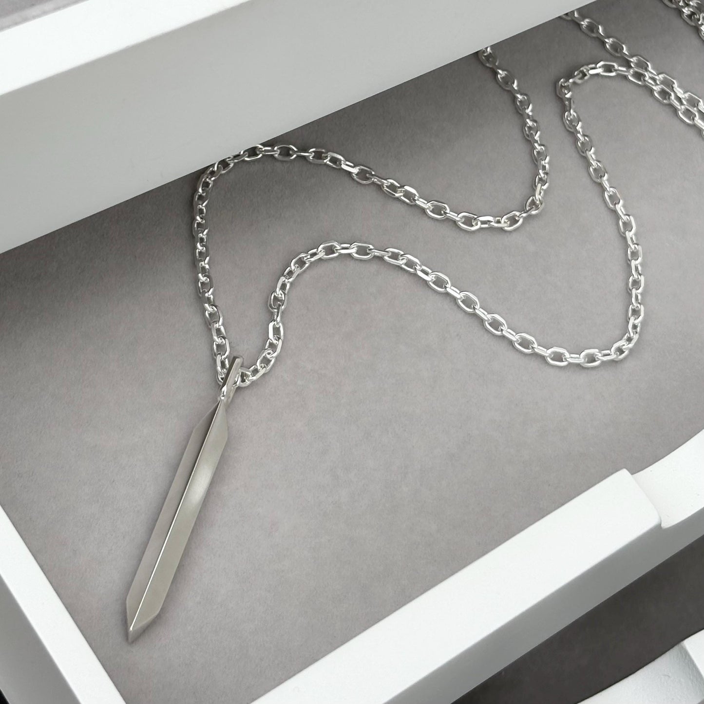 New listing - Oxidised or polished solid sterling silver large amulet pendant on a diamond cut trace chain