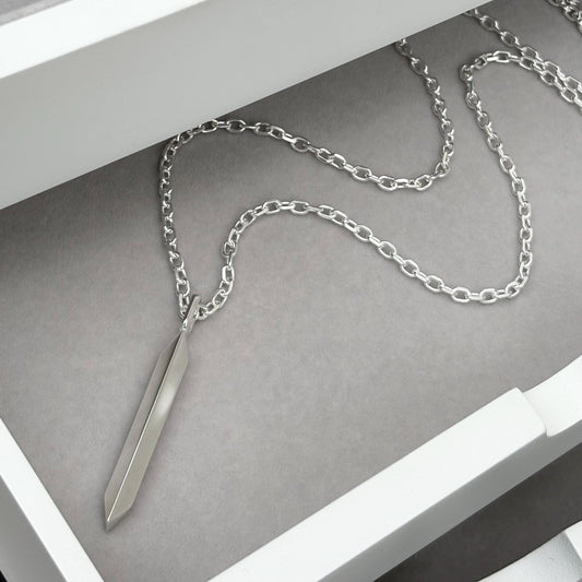 New listing - Oxidised or polished solid sterling silver large amulet pendant on a diamond cut trace chain
