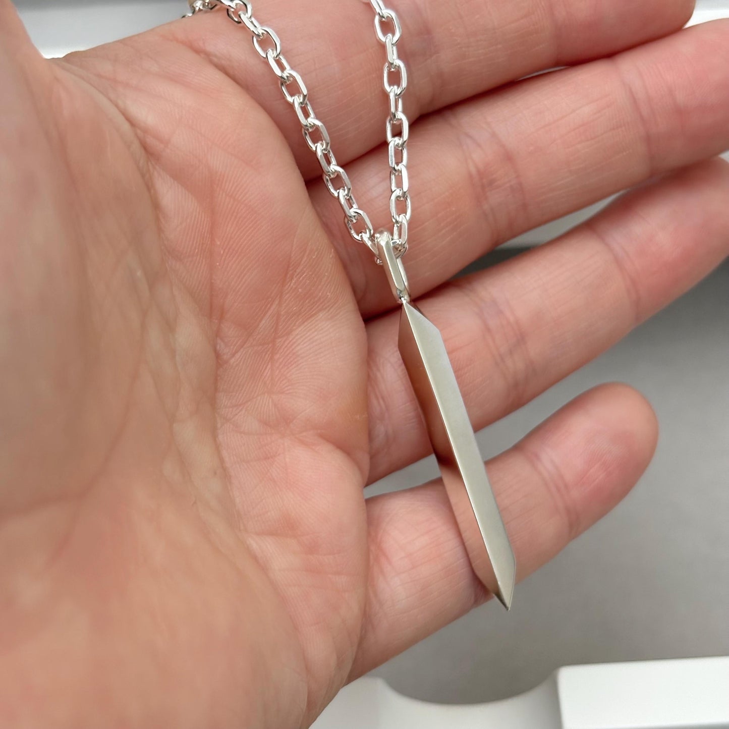 New listing - Oxidised or polished solid sterling silver large amulet pendant on a diamond cut trace chain