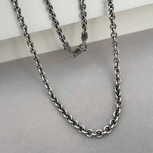 New listing - Antiqued, oxidised or polished solid sterling silver 4mm wide cable chain