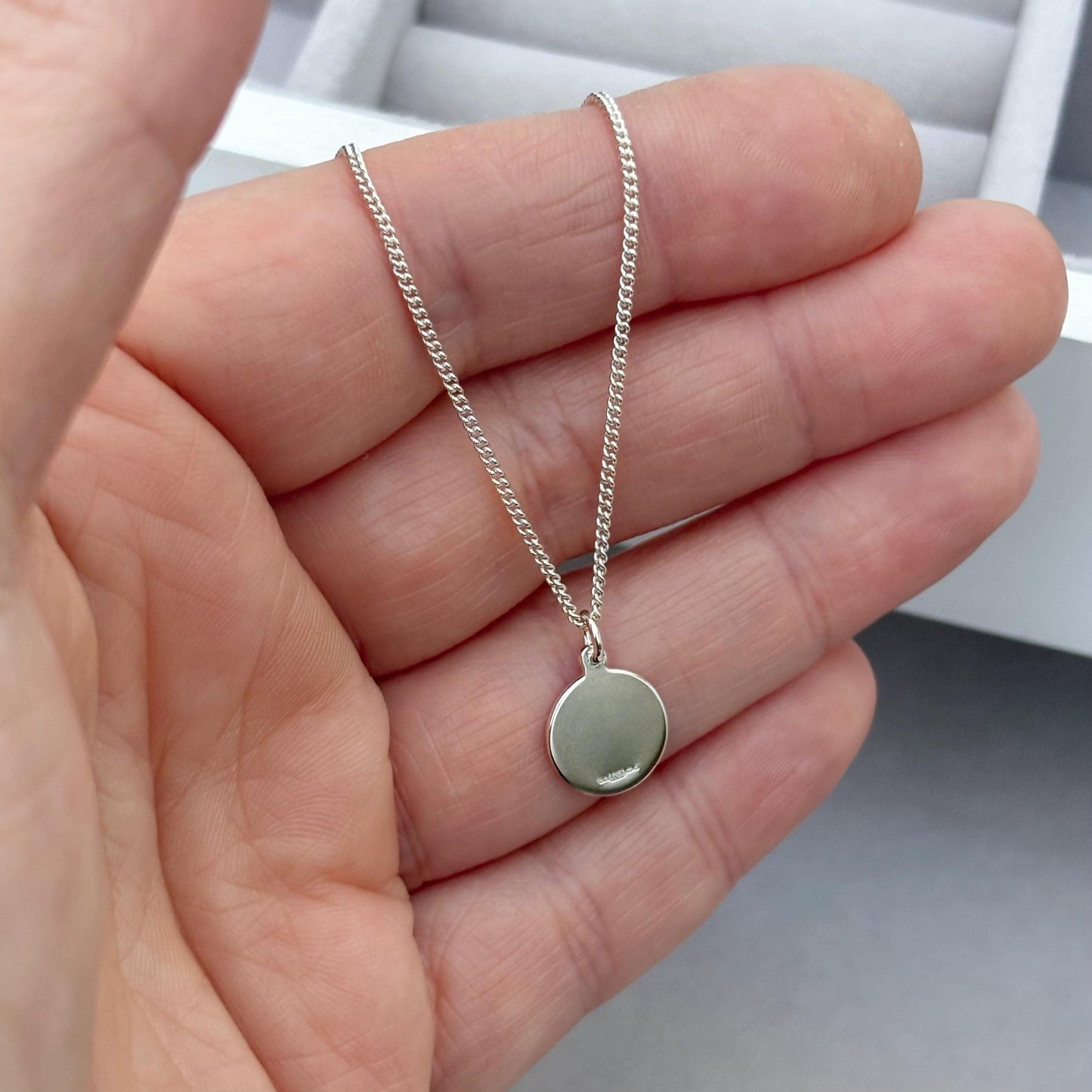 Sample sale - Solid sterling silver dainty round Saint Christopher pendant on a curb chain