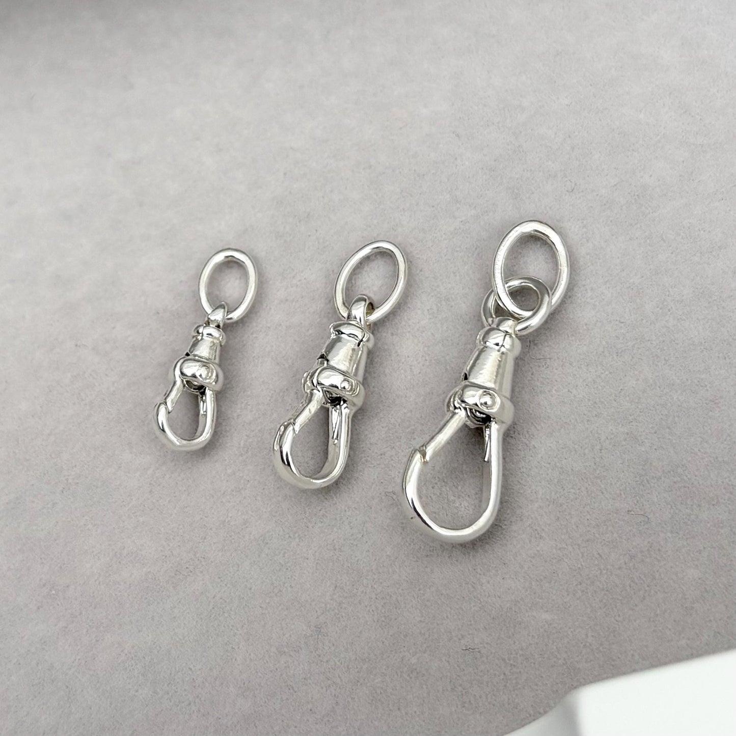 New listing - Oxidised or polished solid sterling silver oval belcher bolt clasp chain necklace with swivel clasp charm