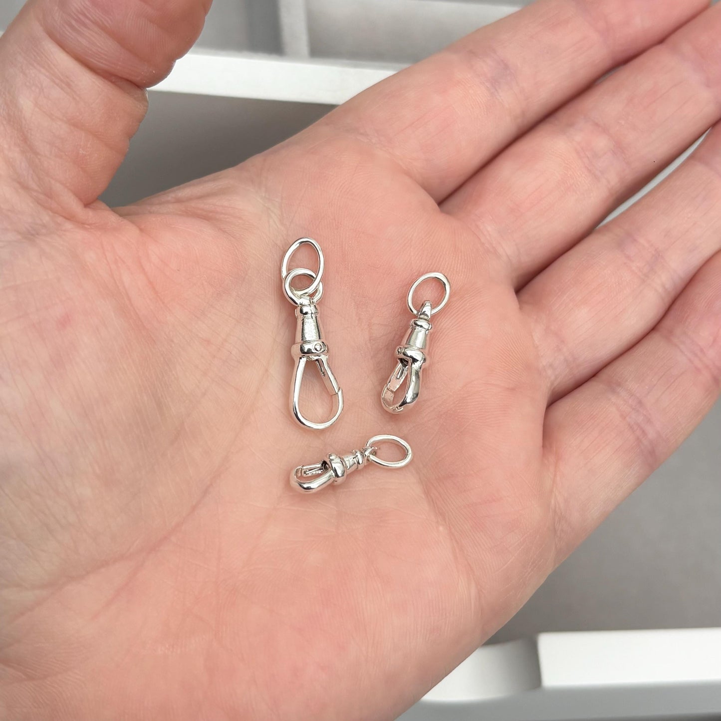New listing - Oxidised or polished solid sterling silver Albert swivel clasp, pendant, attachment. Small, medium and large