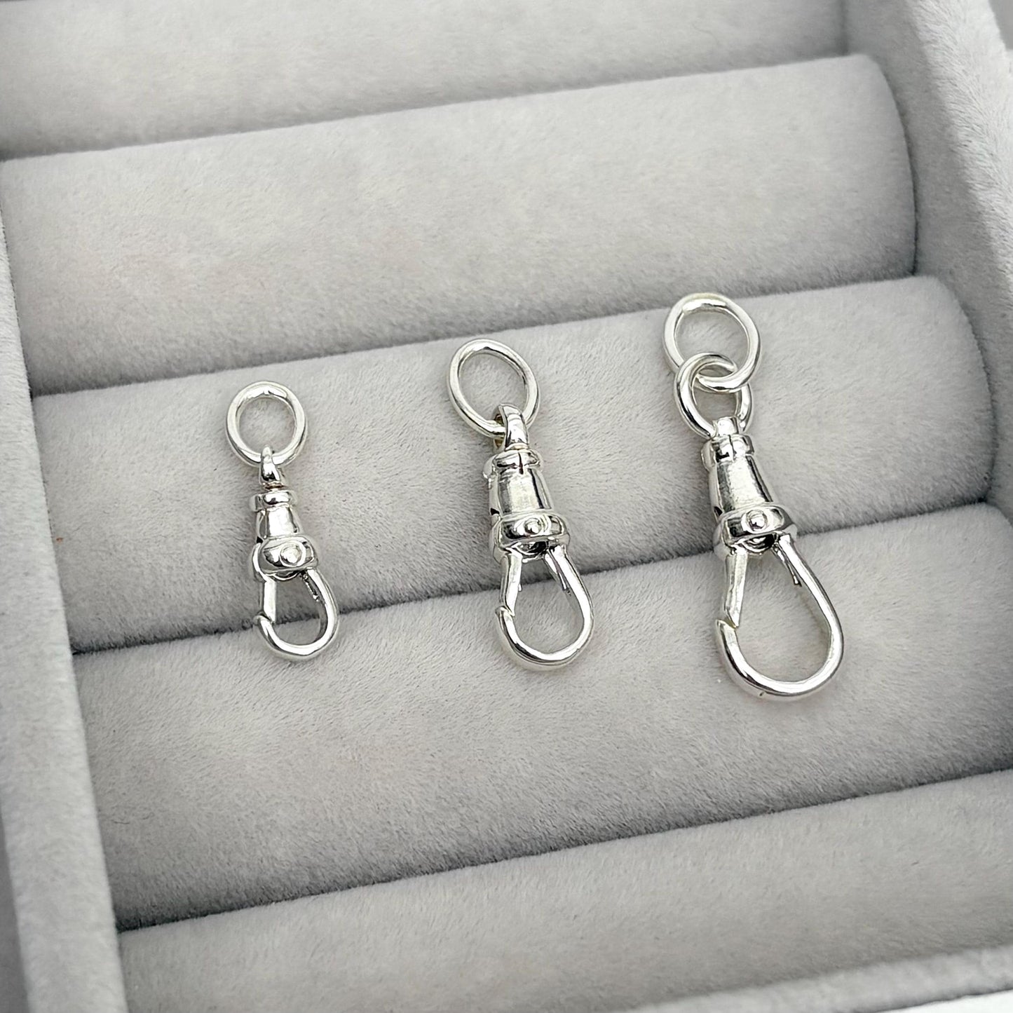 New listing - Oxidised or polished solid sterling silver Albert swivel clasp, pendant, attachment. Small, medium and large