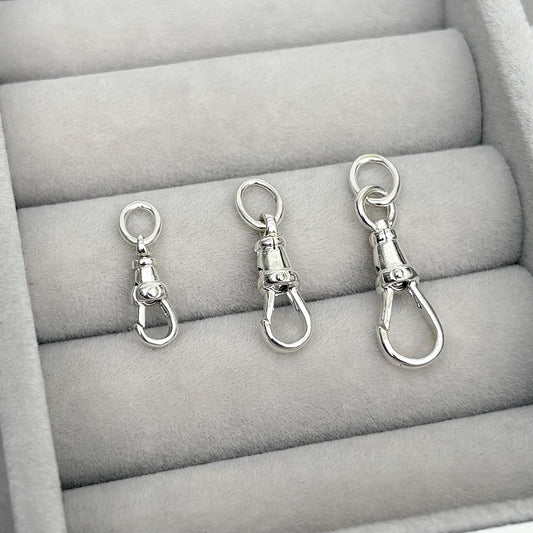 New listing - Oxidised or polished solid sterling silver Albert swivel clasp, pendant, attachment. Small, medium and large