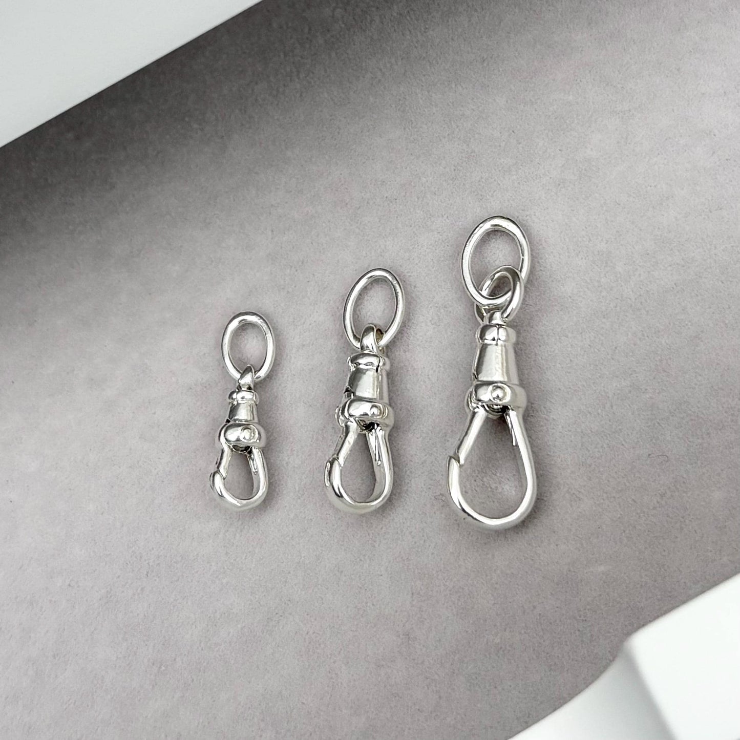 New listing - Oxidised or polished solid sterling silver Albert swivel clasp, pendant, attachment. Small, medium and large