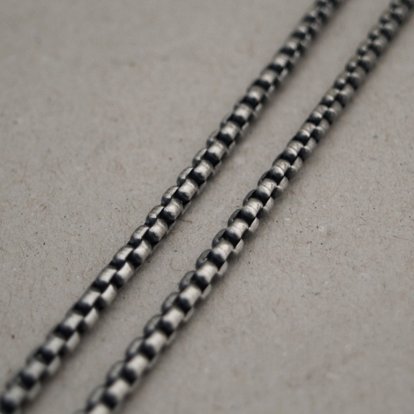 Oxidised or polished sterling silver 3.7mm box belcher chain