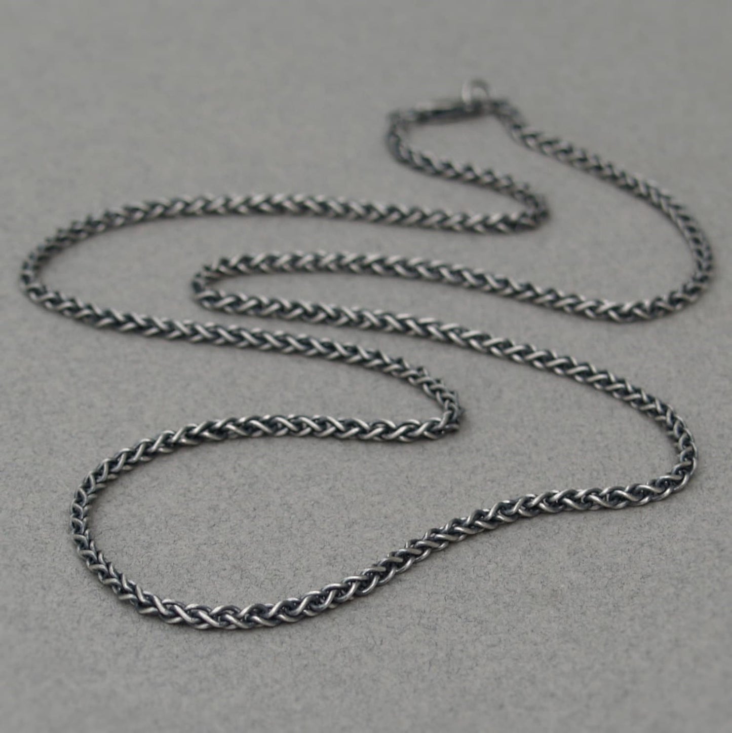 Oxidised or polished silver 2.5mm wide spiga chain