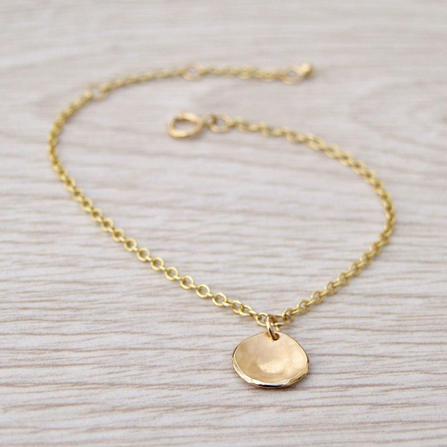 Handmade to order - 9ct yellow gold chain bracelet with a small size petal charm