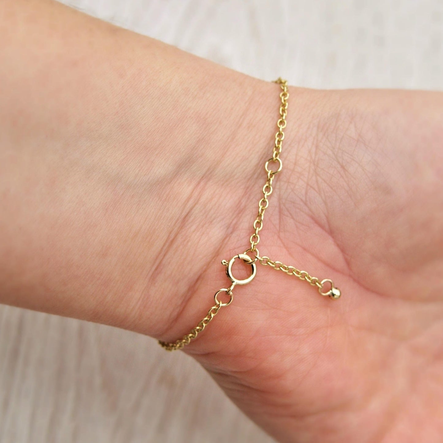 Handmade to order - 9ct yellow gold chain bracelet with a small size petal charm
