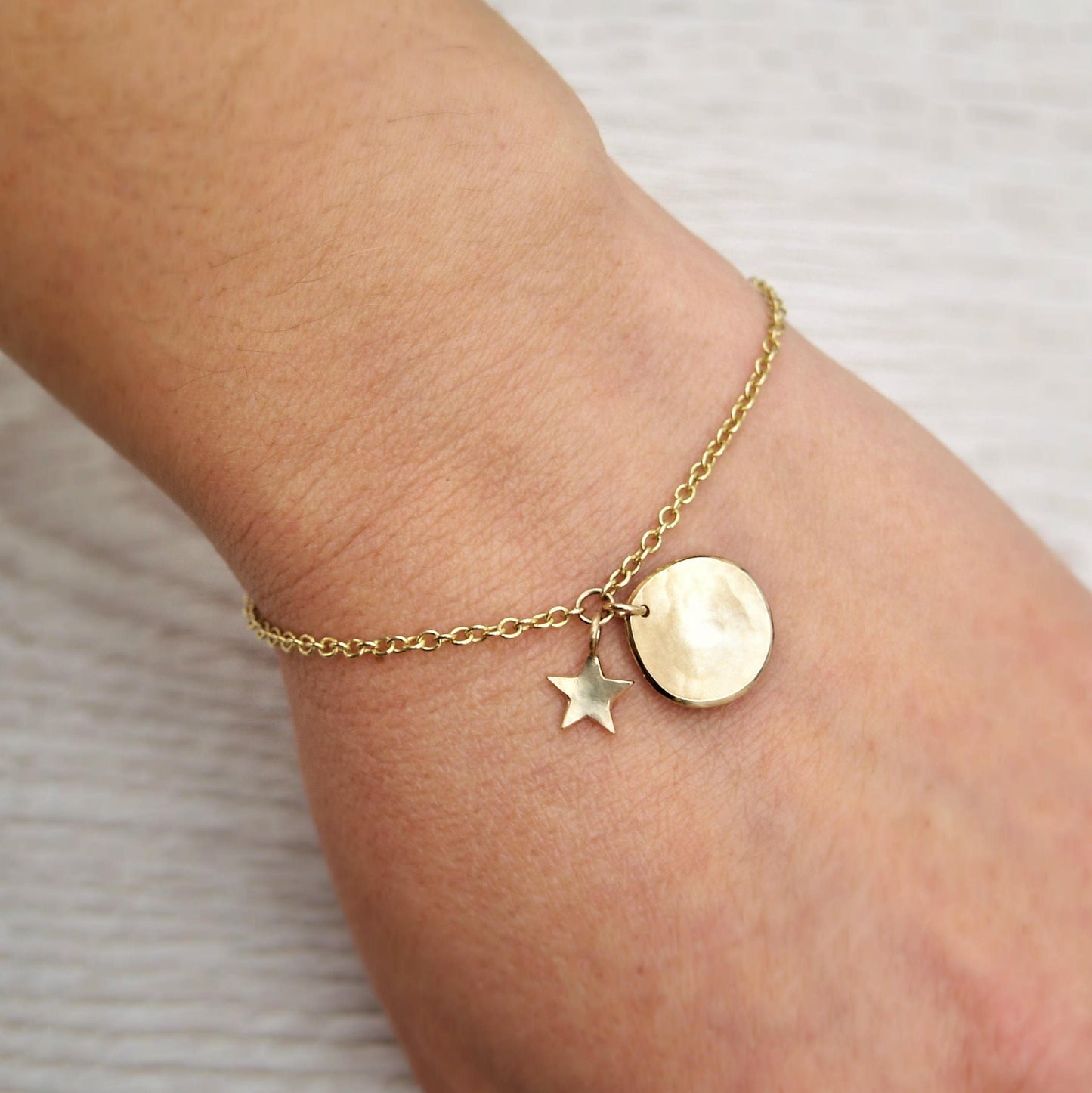 Handmade to order - 9ct yellow gold chain bracelet with a medium size petal and star charm