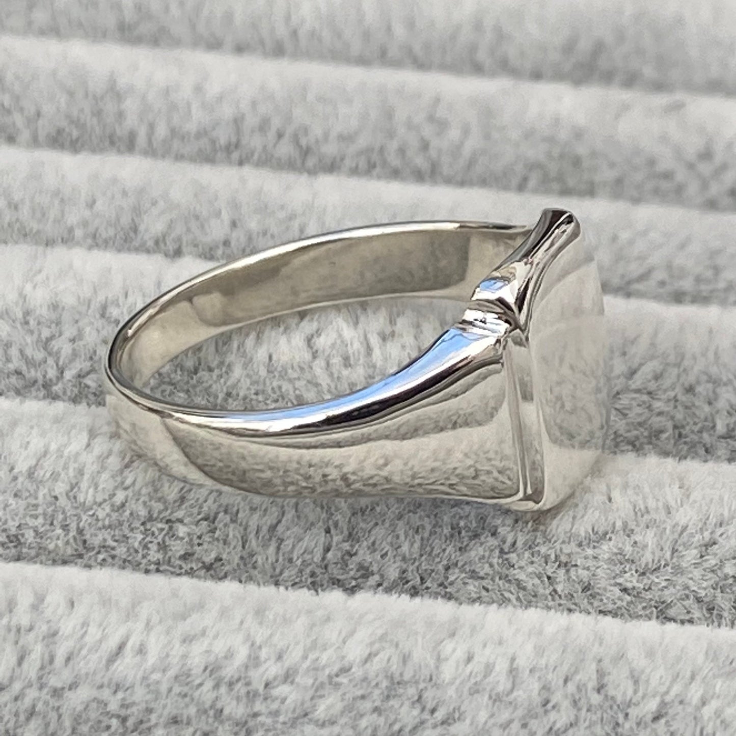 Handmade to order - Vintage inspired silver polished cushion signet ring