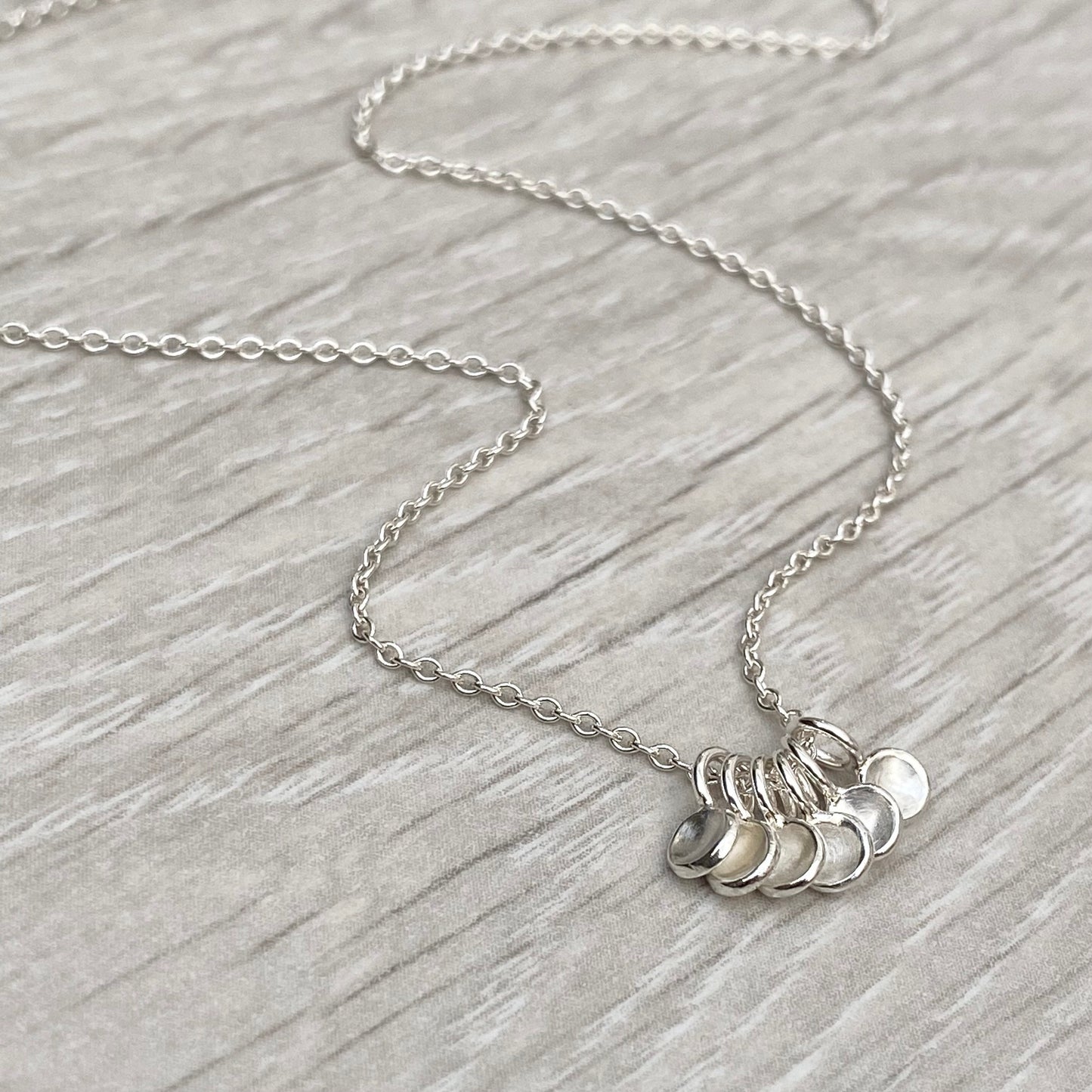 Handmade to order - Solid silver six tiny petal charm pendants on a 1.2mm wide trace chain