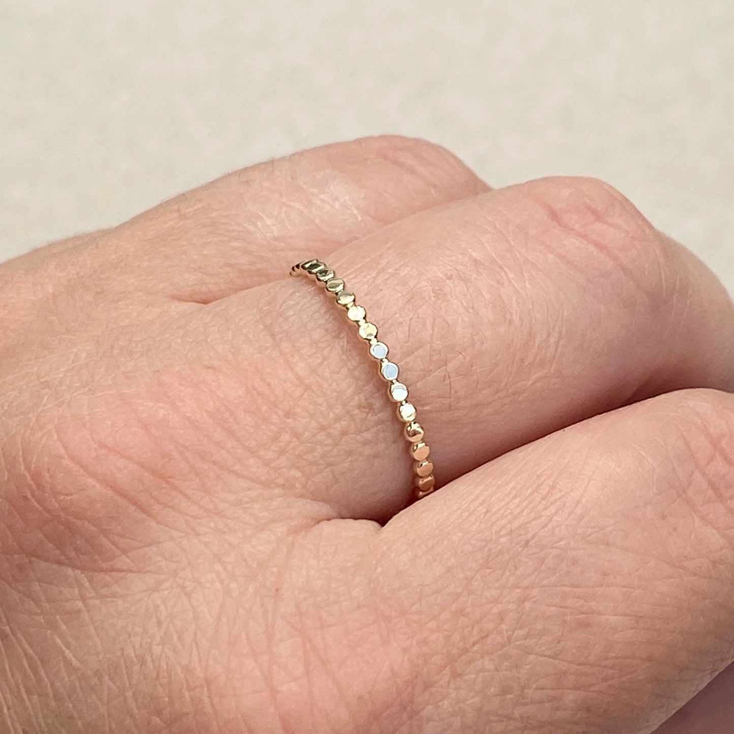 Handmade to order - 9ct solid yellow gold 1.5mm flat bead skinny ring